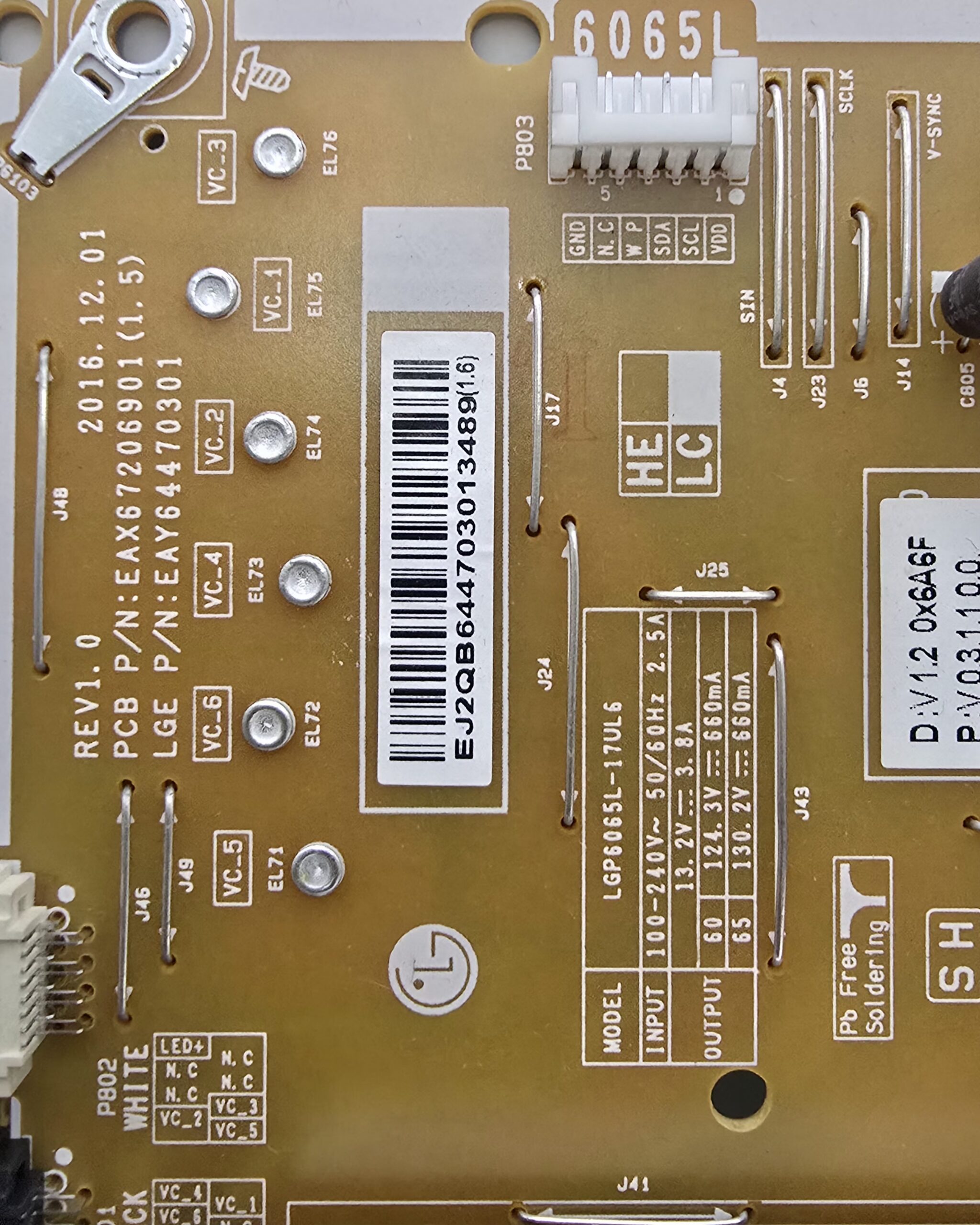 EAY64470301FUENTE PARA PANTALLA LG 65UJ6580 65UJ6580 EAX67206901(1.5) - Imagen 2